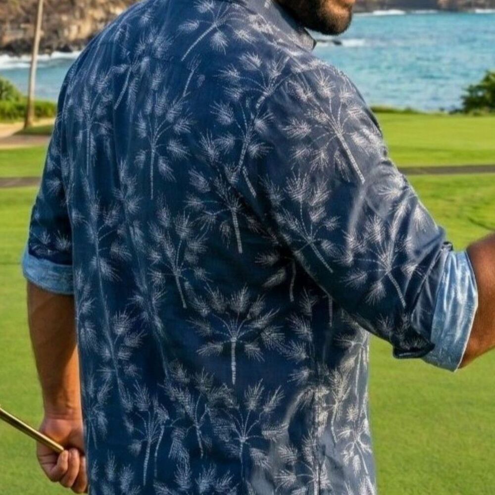 Tommy Bahama Shirt Men XL IslandZone Palm Blanc Longsleeve Moisture Wicking Golf - Picture 2 of 10